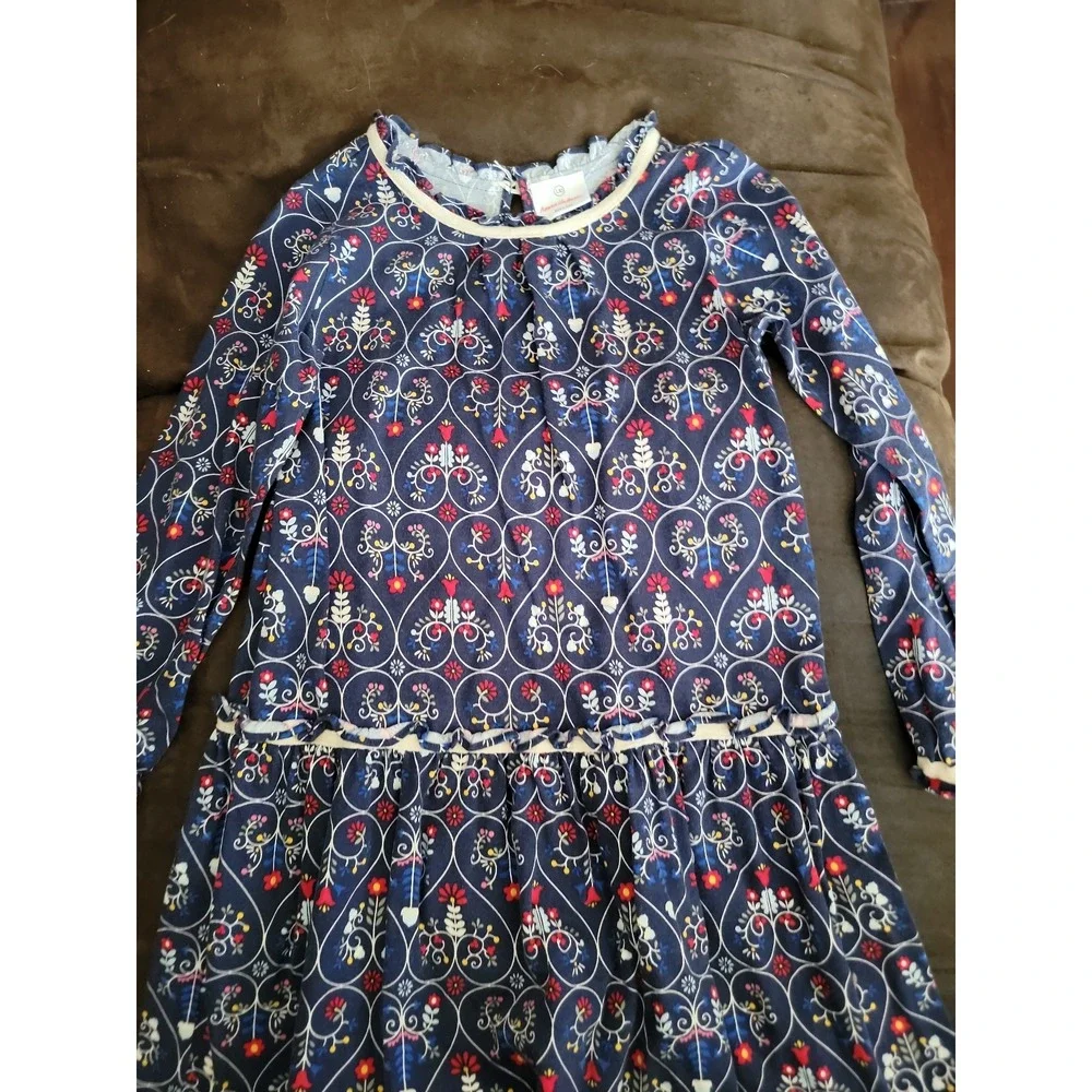 Hanna Andersson navy floral spring dress‎ size 130 8